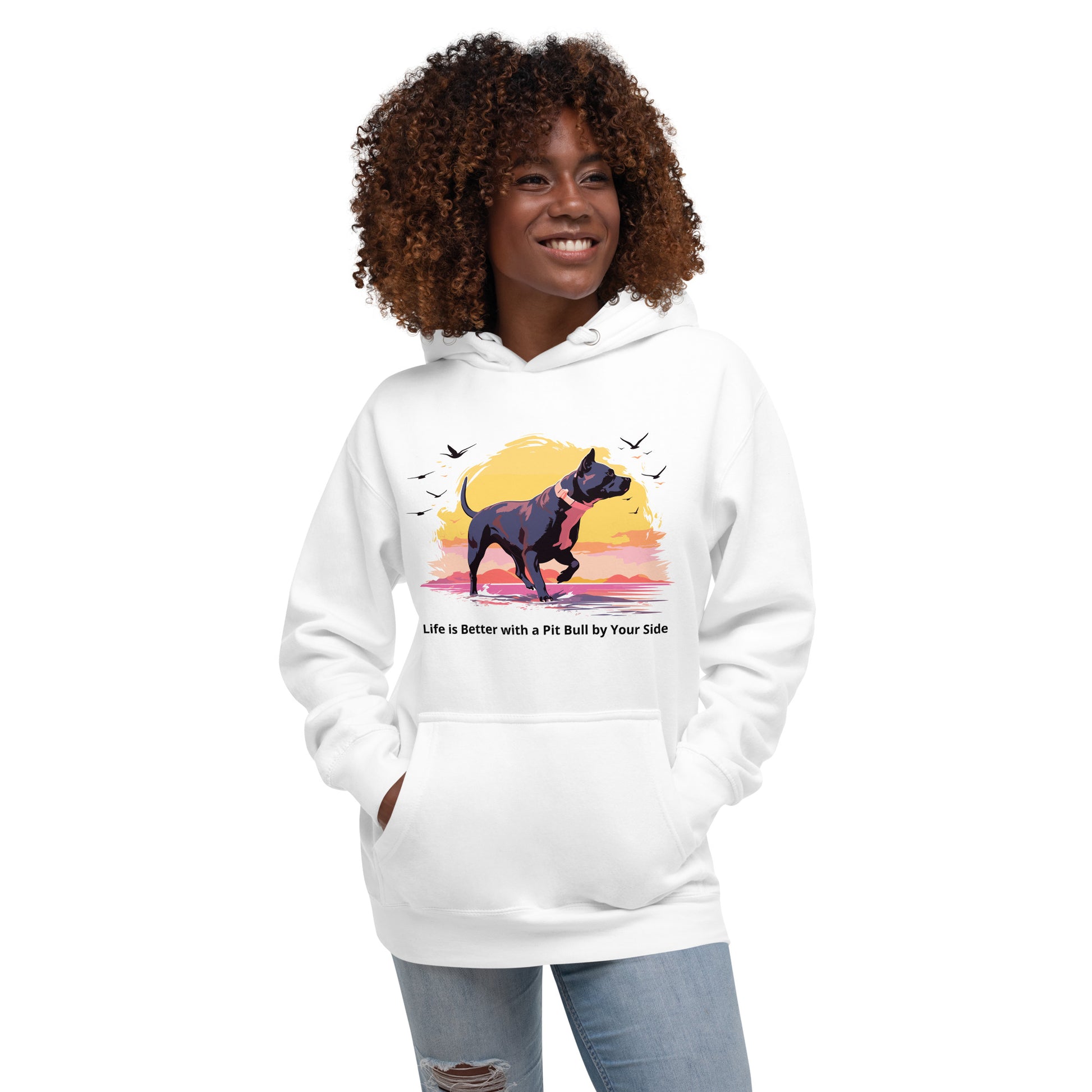 "Sunset Companion" - Pitbull Silhouette Hoodie - Pittie Choy