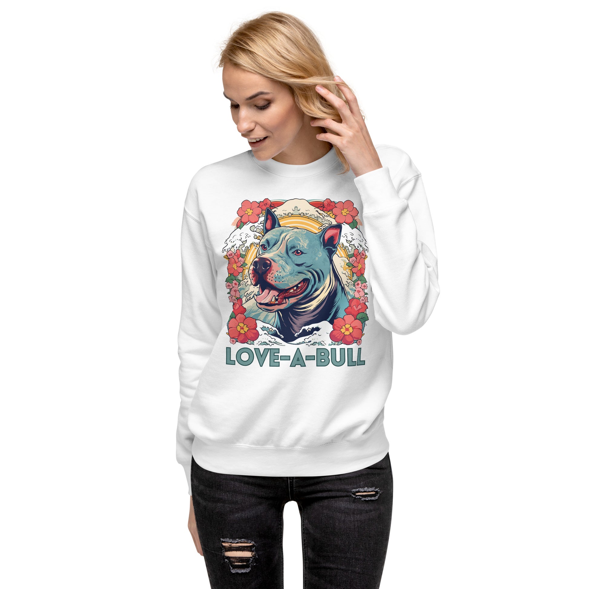 "Love-A-Bull" Floral Pitbull Sweatshirt - Pittie Choy