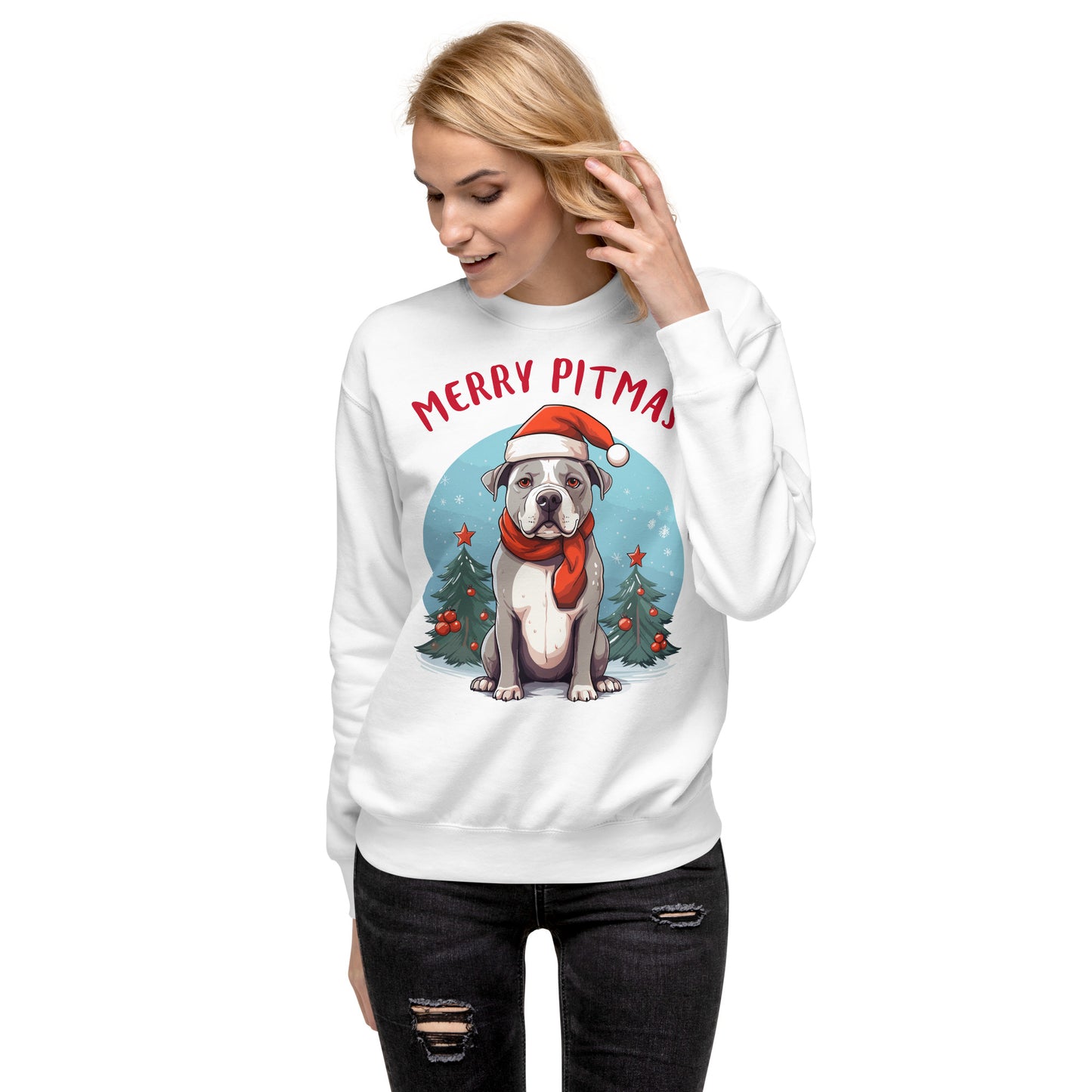 "Merry Pitmas" - Celebratory Pitbull Unisex Sweatshirt - Pittie Choy