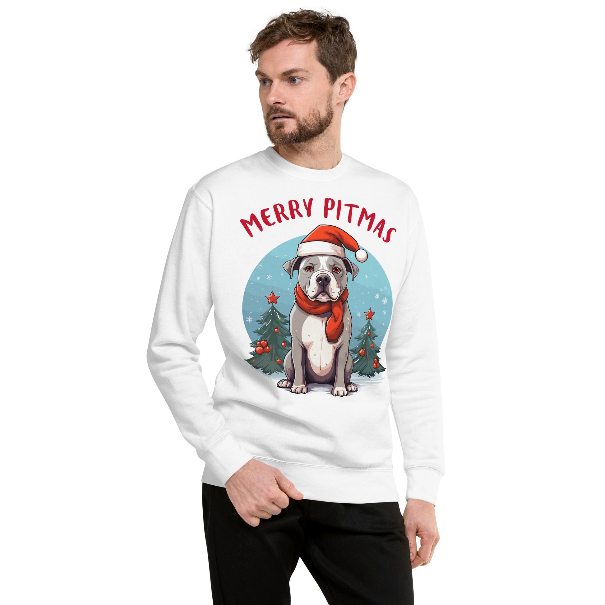 "Merry Pitmas" - Celebratory Pitbull Unisex Sweatshirt - Pittie Choy