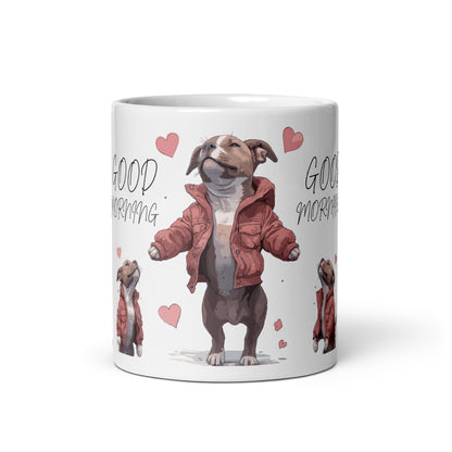 "Good Morning" Pit Bull Coffee Mug - Start Your Day with a Smile - Pittie Choy