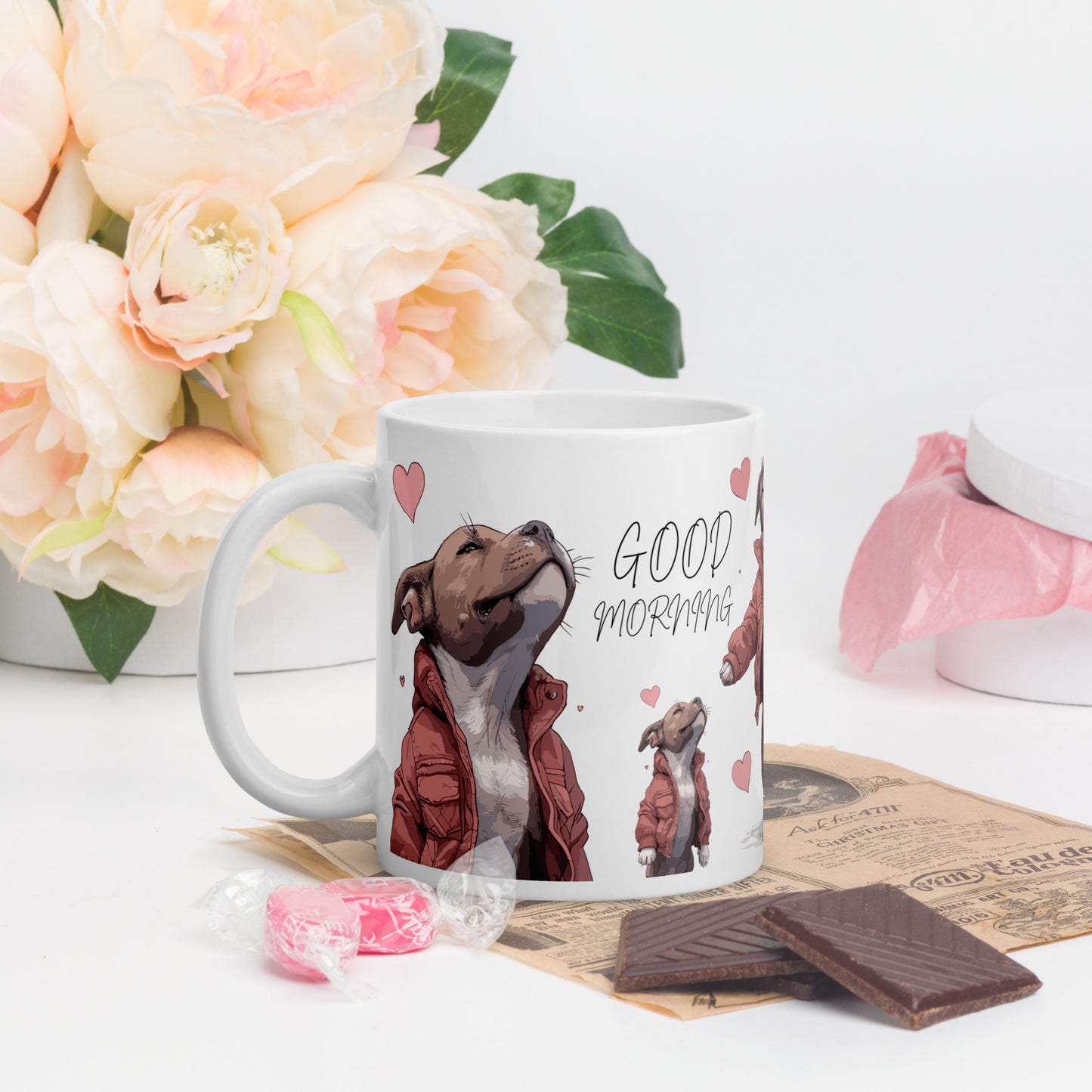 "Good Morning" Pit Bull Coffee Mug - Start Your Day with a Smile - Pittie Choy