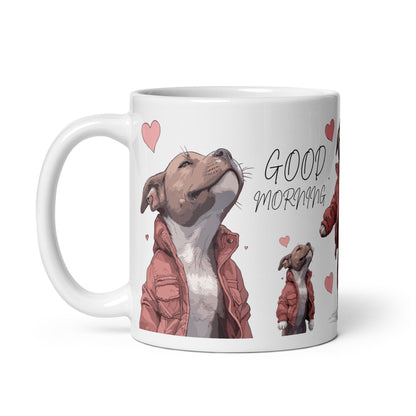 "Good Morning" Pit Bull Coffee Mug - Start Your Day with a Smile - Pittie Choy