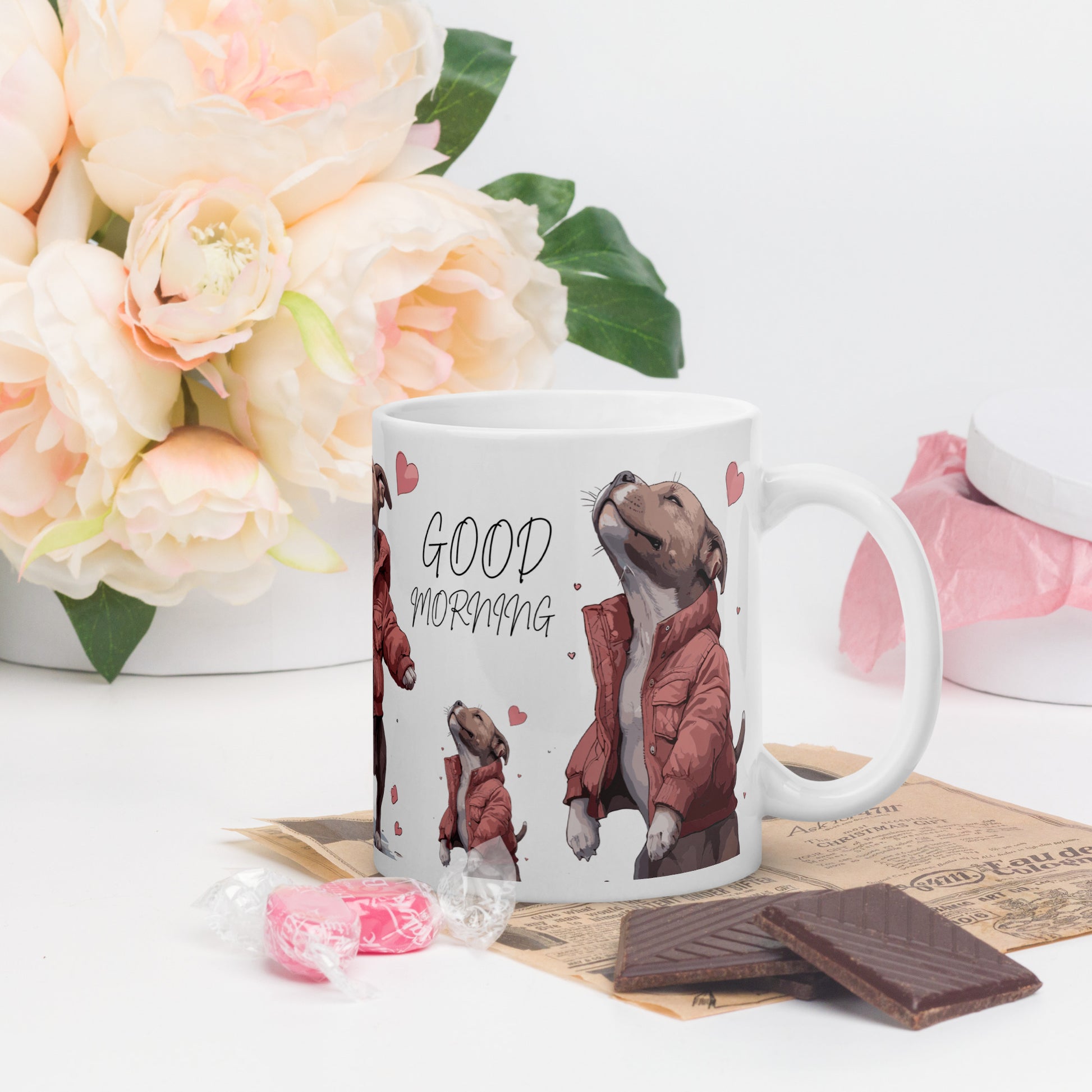 "Good Morning" Pit Bull Coffee Mug - Start Your Day with a Smile - Pittie Choy