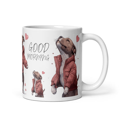 "Good Morning" Pit Bull Coffee Mug - Start Your Day with a Smile - Pittie Choy