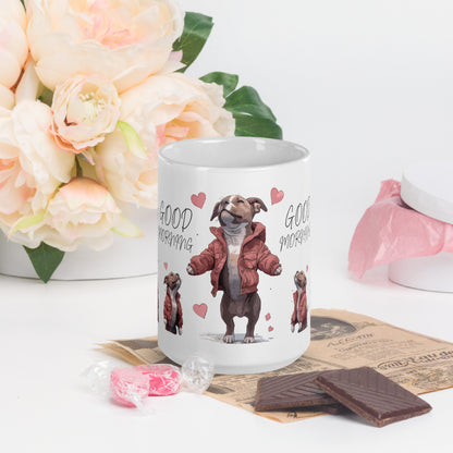 "Good Morning" Pit Bull Coffee Mug - Start Your Day with a Smile - Pittie Choy