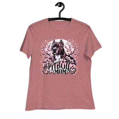 Cherry Blossom Pitbull Mom Women's T-Shirt - Pittie Choy