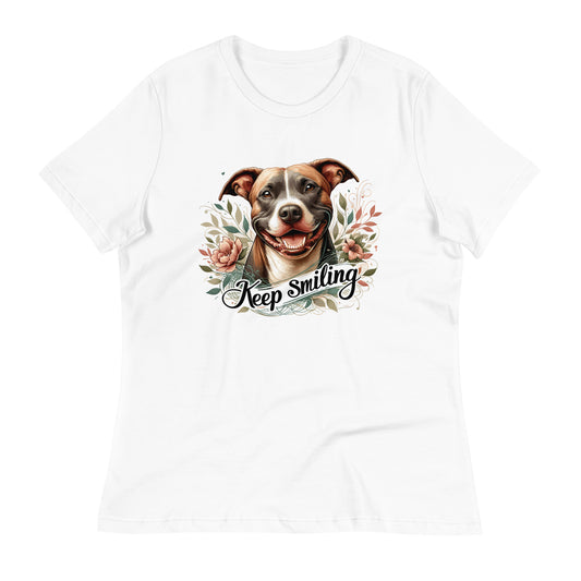 "Keep Smiling" Pitbull Women's T-Shirt - Pittie Choy