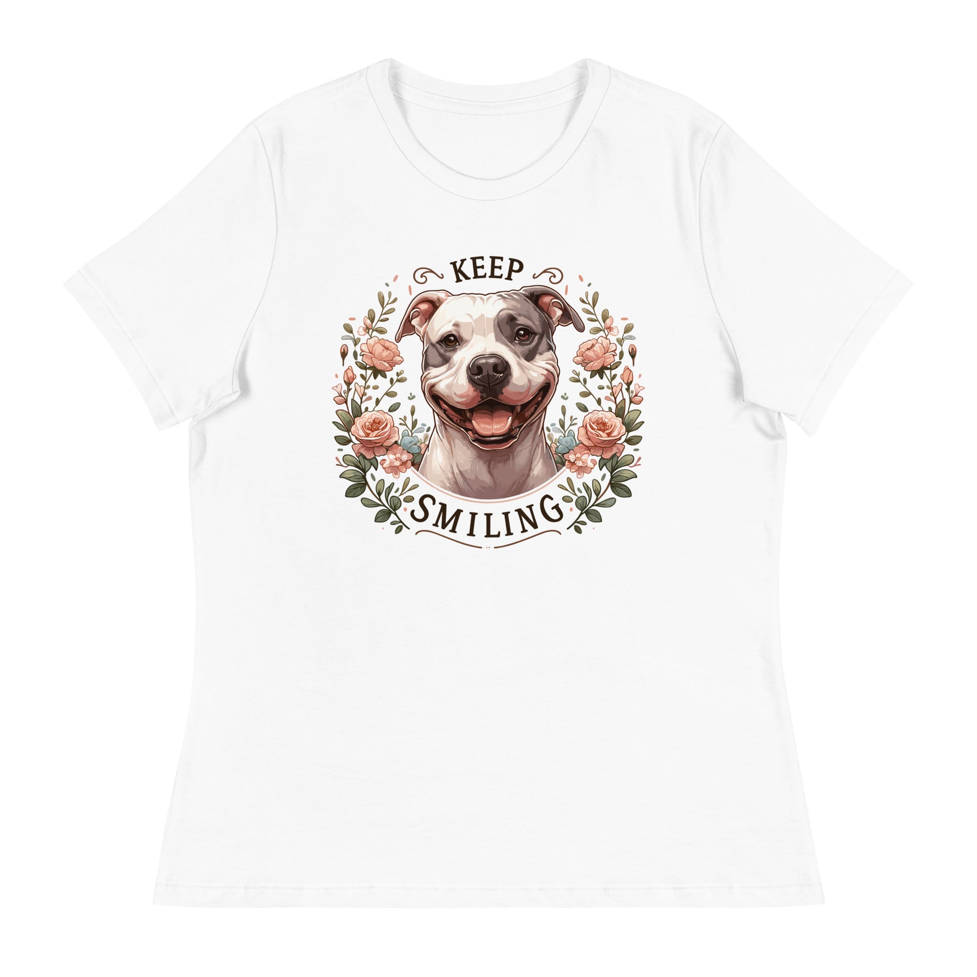 "Keep Smiling" Women's Pitbull T-Shirt - Pittie Choy