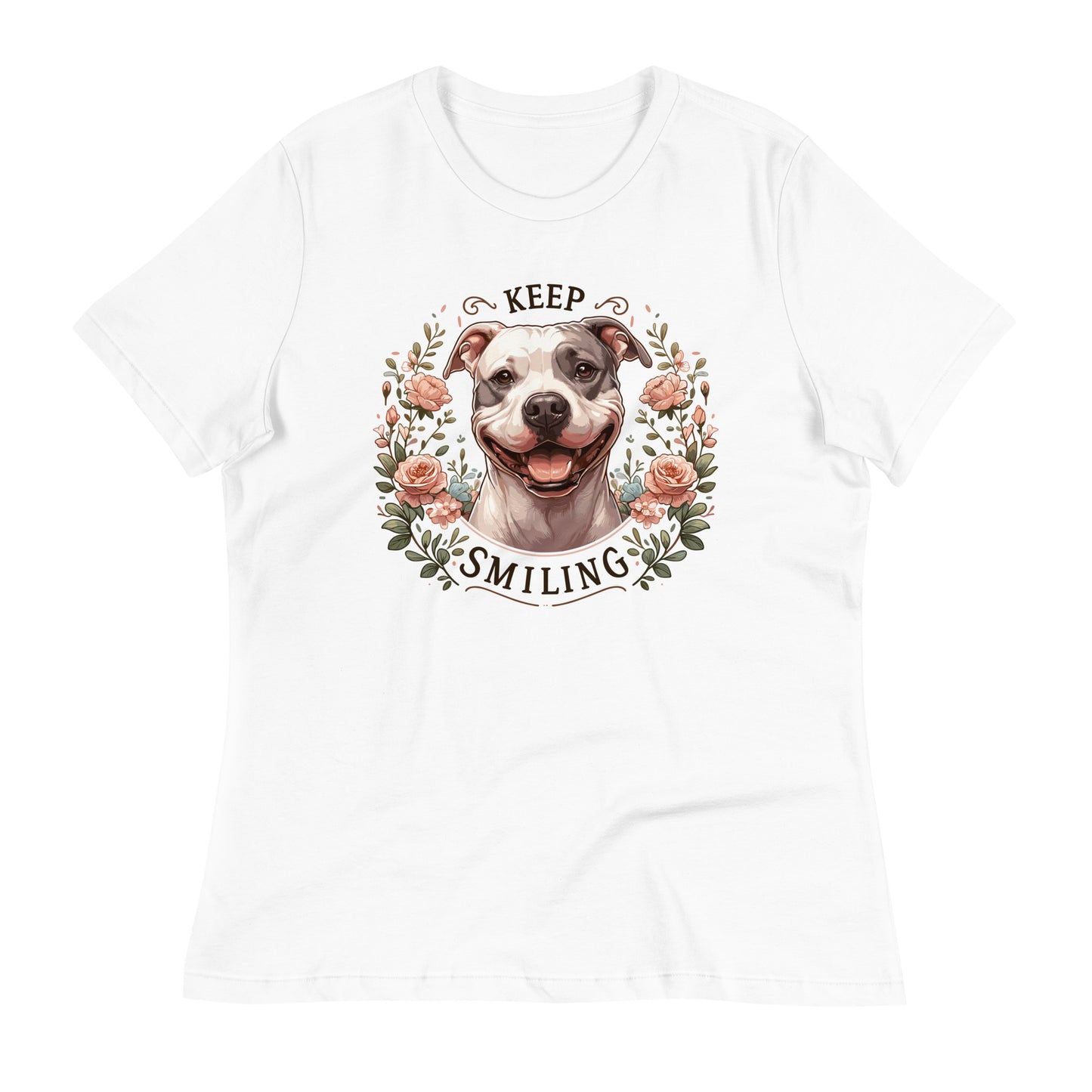 "Keep Smiling" Women's Pitbull T-Shirt - Pittie Choy