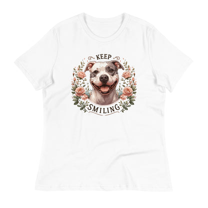 "Keep Smiling" Women's Pitbull T-Shirt - Pittie Choy