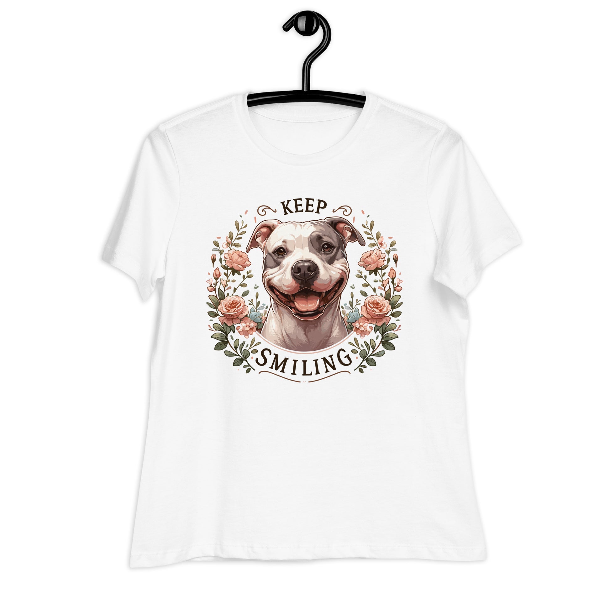 "Keep Smiling" Women's Pitbull T-Shirt - Pittie Choy